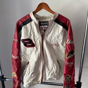 Red and white vintage nascar jacket